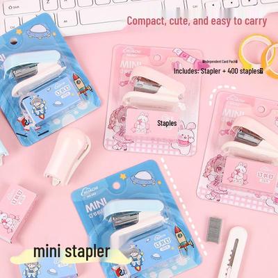Cute Portable Mini Cartoon Stapler Set for Office & Students