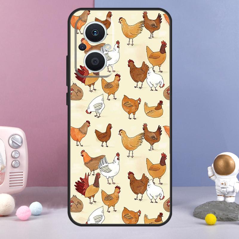 Chicken Pattern Funda For OPPO Reno 12 F 11F 13F 14F 10 11 13 14 Pro 7 8 Lite OPPO Find X9 X6 X5 X8 Pro Case
