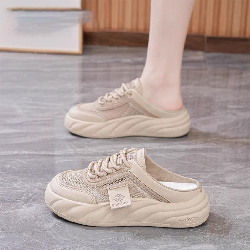 

Женские летние новые сетчатые ленивые туфли с головой в педальной сумке и полуволочащиеся, женские дышащие шлепанцы на толстой подошве 40