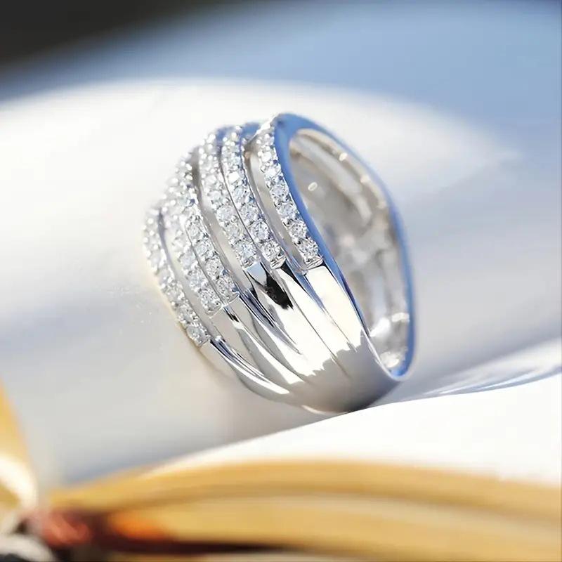 Qixi Festival couples multi-layer design ring women, light lines luxury micro-inlaid zircon jewelry, fashionable and exquisite
