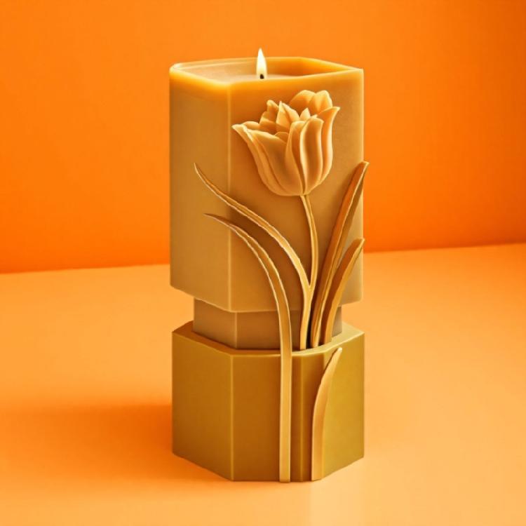 Embossed Flower Cylinder Silicone Molds for Making Candle Soap Gypsum Silicone Molds for Epoxy Resin Home Decoration