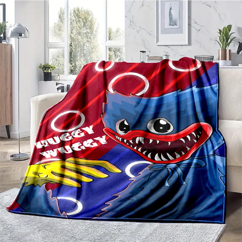 Huggy Wuggy Theme Printed Blanket - Perfect for Couch, Bed, Travel & Outdoor Use | Machine Washable, Cozy & Durable.