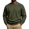 Men's Heavyweight Fleece Crew Neck Sweatshirt Diagonal Zip Pullover.