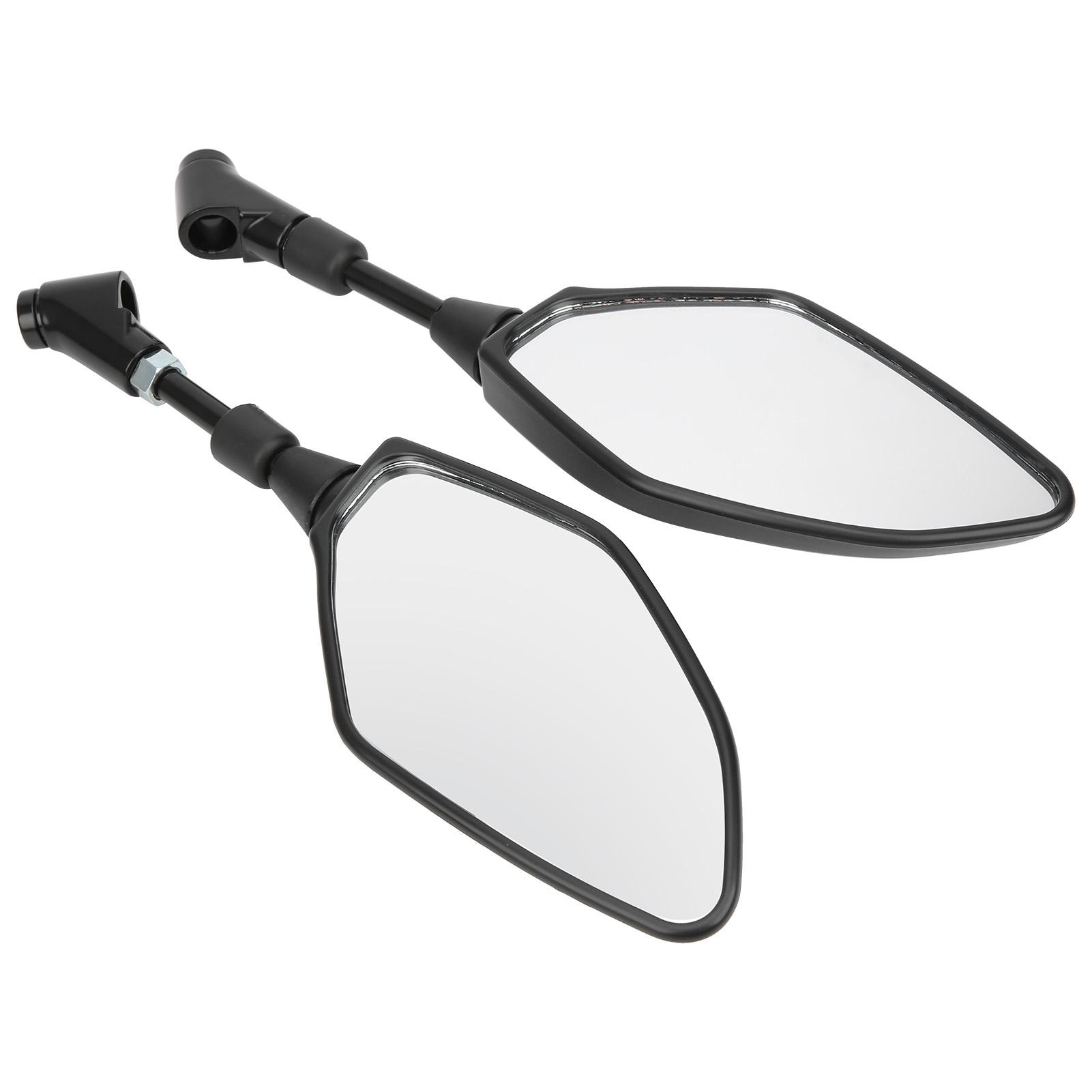 

Pair Motorcycle Rearview Mirrors Universal ABS Black Housing with Mounting Bolts and Caps