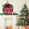 1pc Rustic Wooden Round Door Hanger - Merry Christmas Plaid Bow Sign, Perfect for Farmhouse Home & Porch Decor decoracion