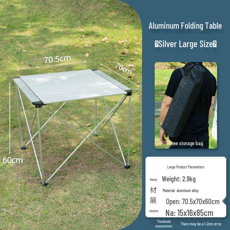 ZISIZ Portable Aluminum Square Folding Outdoor Table