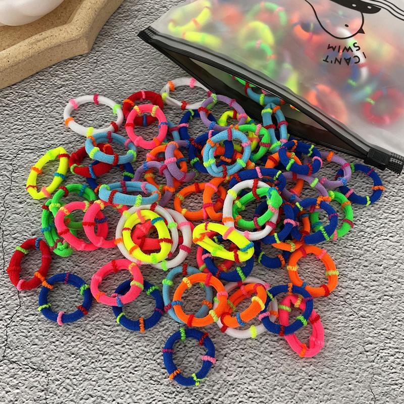 

50/100 шт./набор резинки для волос для девочек, красочные нейлоновые эластичные резинки для волос, детские держатели для хвостиков, резинки для волос, украшения, подарок 50pcs