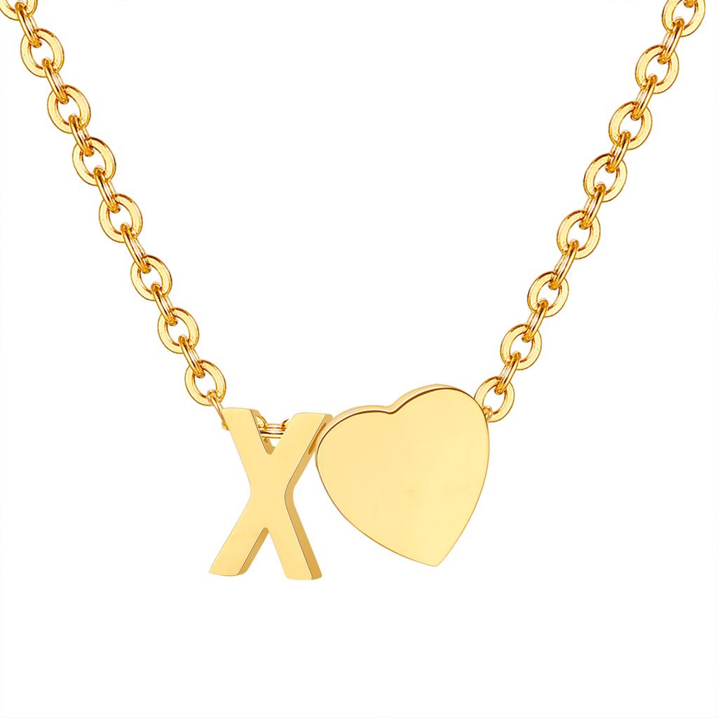 Initial Heart Necklace for Women,18K Gold Plated Stainless Steel Tiny Heart Letter Necklace, Personalized Name Jewelry