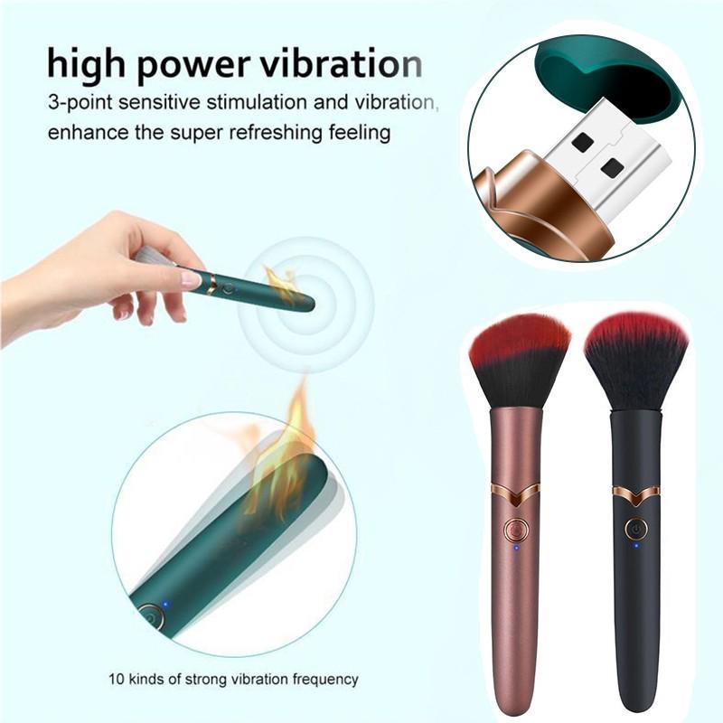 Sex Toys USB Rechargeable Massage Vibrator Makeup Brush Design Flirting ABS Clitoris Stimulator Masturbator Massage Stick for Women