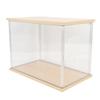 Clear   Display Case Plastic Display Box for Collectibles Doll Home Storage Organizing Toys Wood Base 14.3x8.7 .7in