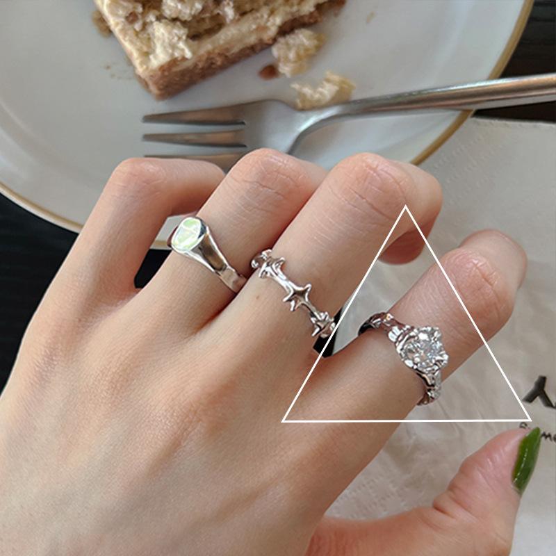 Geometric Trendy Open Ring In Copper With Sparkling Starry Gemstones For Women Stylish