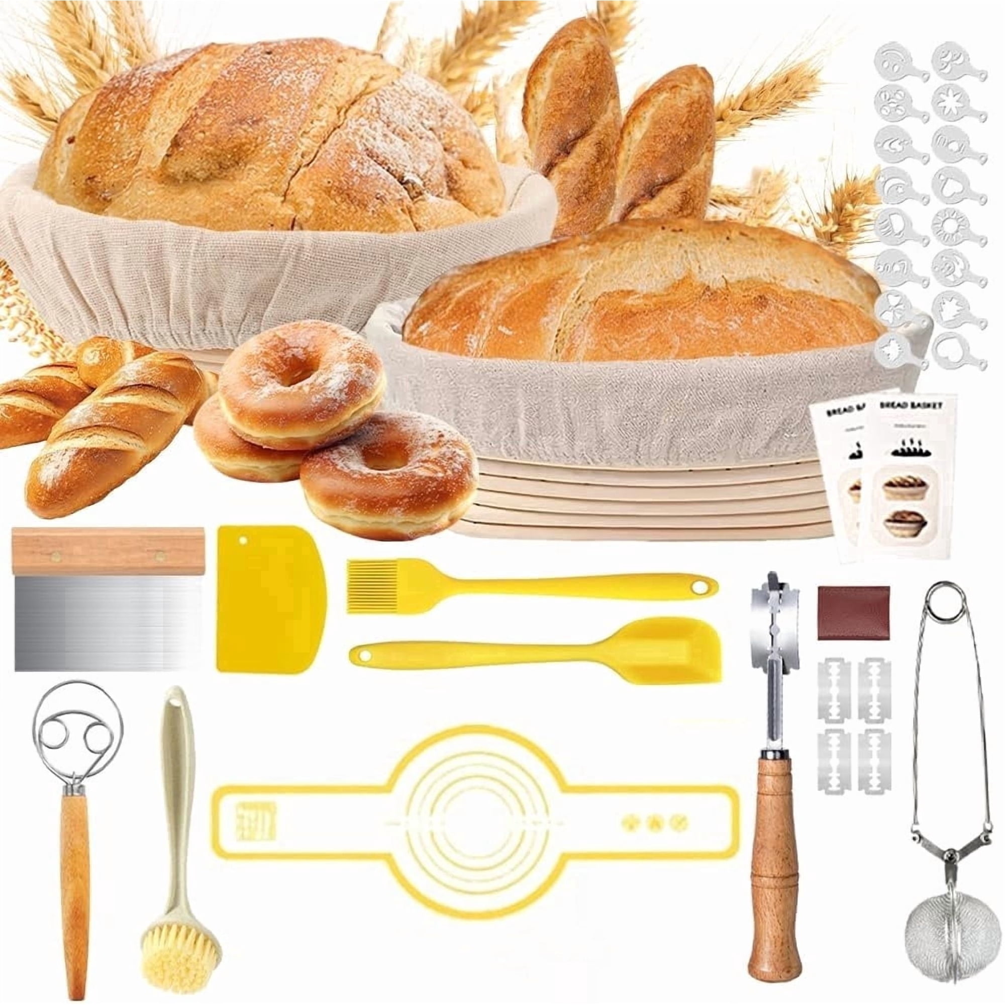 Sourdough fermentation kit, 9-inch round and 10-inch oval bread fermentation basket set
