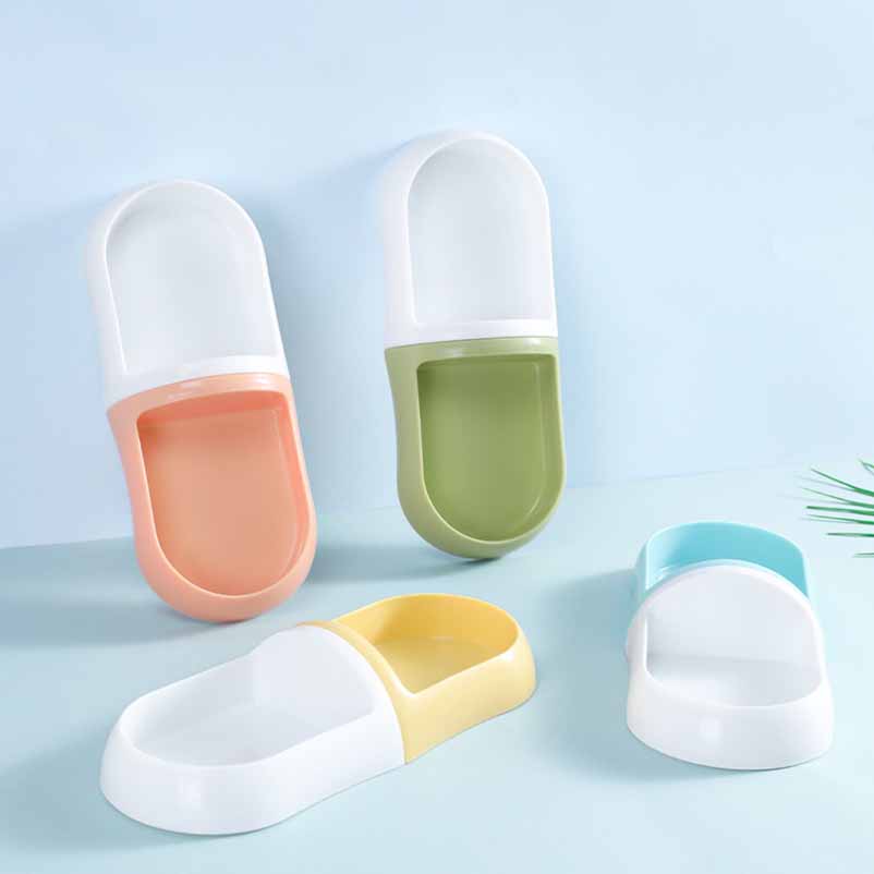 New Plastic Cat Bowl Combination Capsule Color Matching Double Bowl Oval Cat and Dog Feeding Bowl Pet Supplies