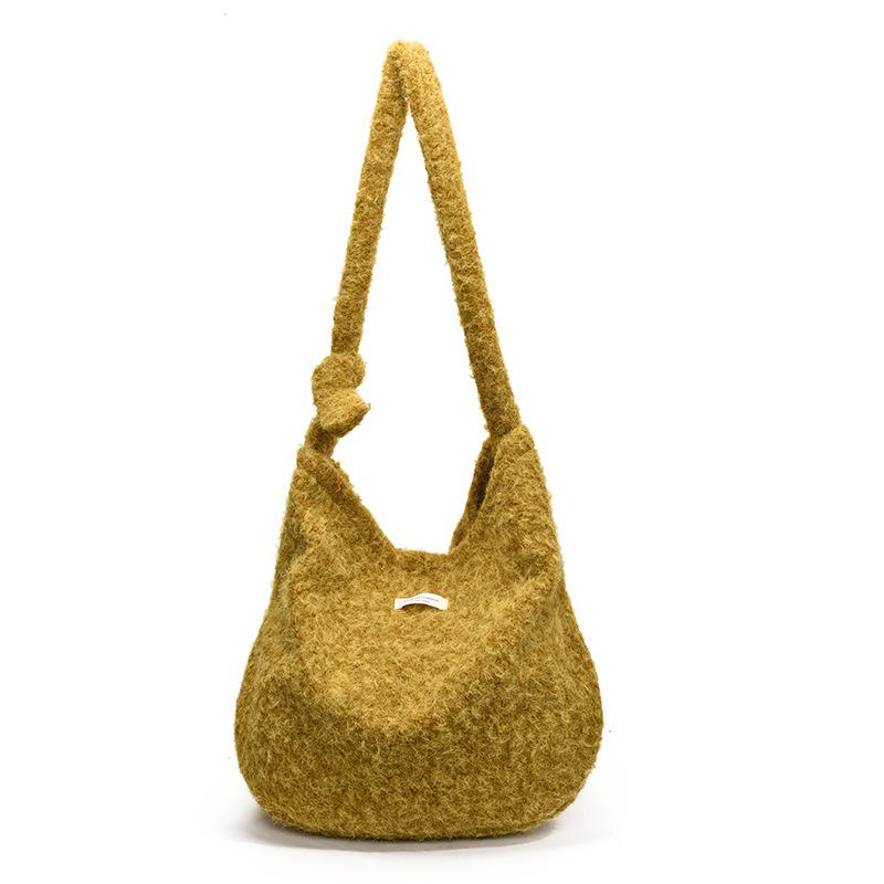 

2025 Осень и зима новая серия Шерстяная сумка-тоут жёлтый
