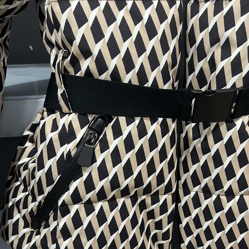 Baumwollmantel Kapuzen-Baumwolljacke Baumwolljacke Damen Warm mit Gürtel Langärmlig Ski Daunen-Baumwolljacke