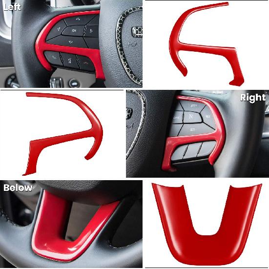 Steering Wheel Cover Trim Interior Accessories Decoration Kit for 2015-2024 Dodge Challenger Charger, for 2014-2024 Dodge Durango & Jeep Grand