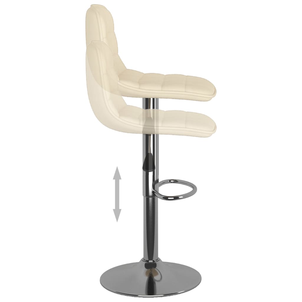 Bar Stool Set of 2 Cream Fabric