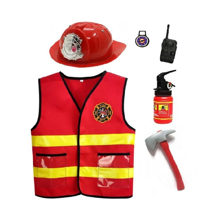 1/2/3/6pcs Firefighter Costume Fire Fighter Costume Halloween Dress Up Costumes