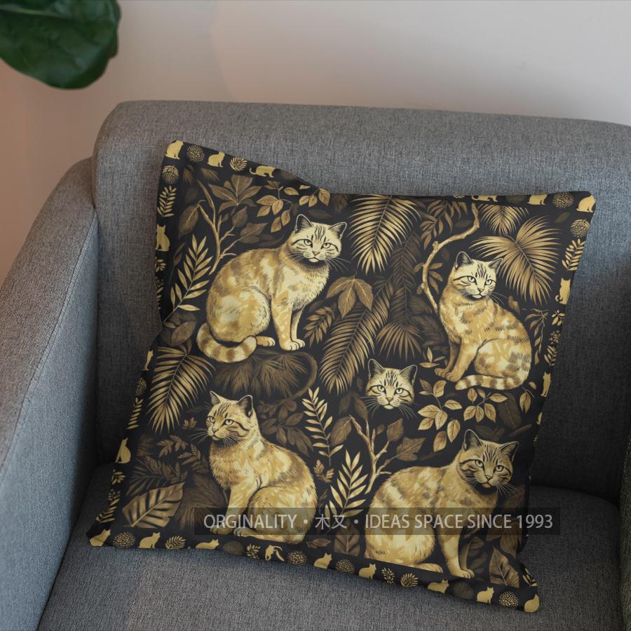 2D Tropical Cats Pattern Decorative Pillow Cover Pattern Cushion Cover Suitable For Sofa Bedroom Car Pillow Cover