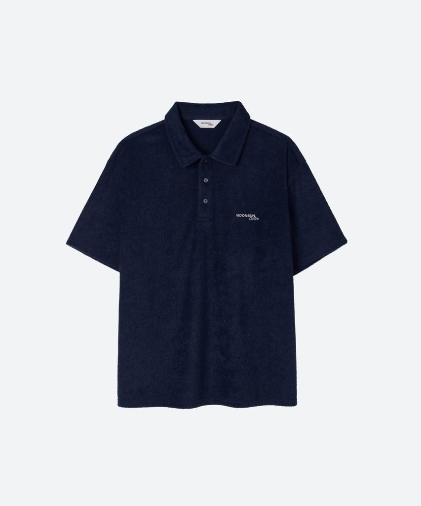MOONSUN M.C Unisex, Logo Terry Polo Shirt / Navy