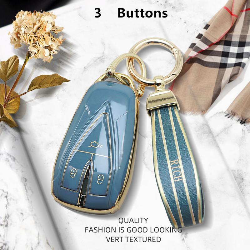 Luxurious Golden Edge Remote Key Case Cover For Changan CS35Plus CS55Plus CS75Plus   Protective Shell Car