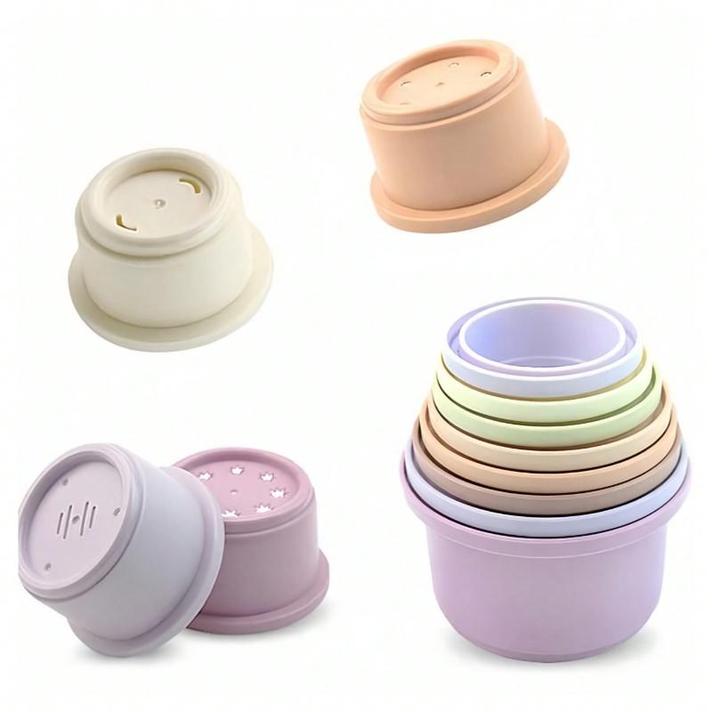 8pcs Set Rabbit&Hamster Snack Cups Stacking Cups Toy Mixed Color Plastic Nested Cups for Recognition Bath Play