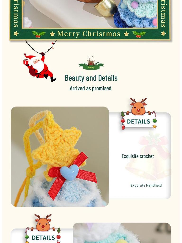 Cross-border Plush & Yarn Crochet Christmas Ornaments, Small Tree Decor & Car Pendants