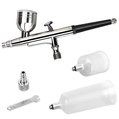 Double-Action Airbrush, 0.5mm Diameter, with Integrated Airbrush Cup, for Spray Painting and Plastic Model Painting