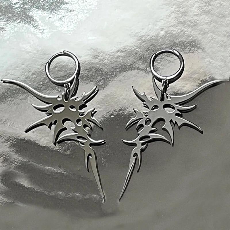 Grunge Accessories Thorns Letter Earrings Punk Charm Drop Earring For Women Irregular Earring  Korean Fashion Jewelry Aesthetic
