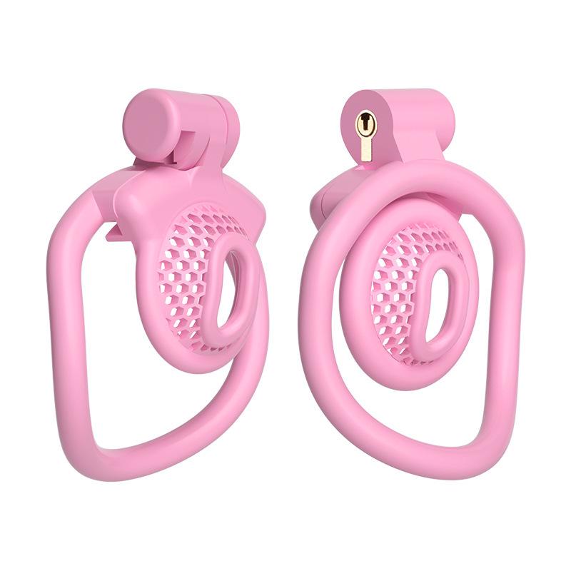 Men's Honeycomb Chastity Cage: Femboy Lock, Plastic Restraint Ring, Slave Training Accessory.