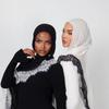 Cotton Turbans Head with Lace Trim Head Wraps New Islamic Crinkle Shawl