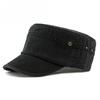 Unisex Vintage Washed Cotton Military Cap Summer Outdoor Sun Protection Flat Top Hat Fashion Cadet Hat Army Style Peaked Cap Casual Sport Hat