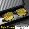 Men's Fashion Ultra-light Night Vision Myopia Glasses Neutral Classic Square Frame Anti-Glare Night Vision Myopia Glasses -4.0