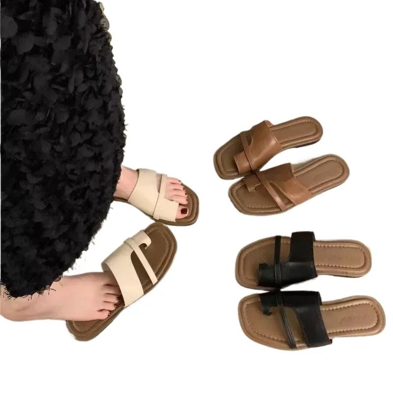 Slippers Shoes for Women Summer Sandals Flip Flops Retro Flats Luxury Brand Woman Shoe Slipper for Home Luxury Dropshipping 2025