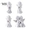 Fine Texture Gypsum Art Resin Cherubs Figurine, White Angel Statue, Garden Praying Cherub Sculpture, Shelf Decor Indoor Outdoor Home Decoration, Cute