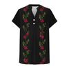 Women Casual Loose Fit Short Sleeve V Neck Button Floral Print Top Lightweight Summer Blouse