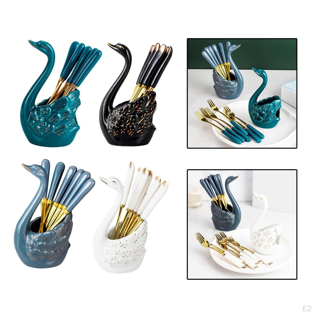 Porta forchette cigno, Organizzatore decorativo Set di posate Porta forchette per