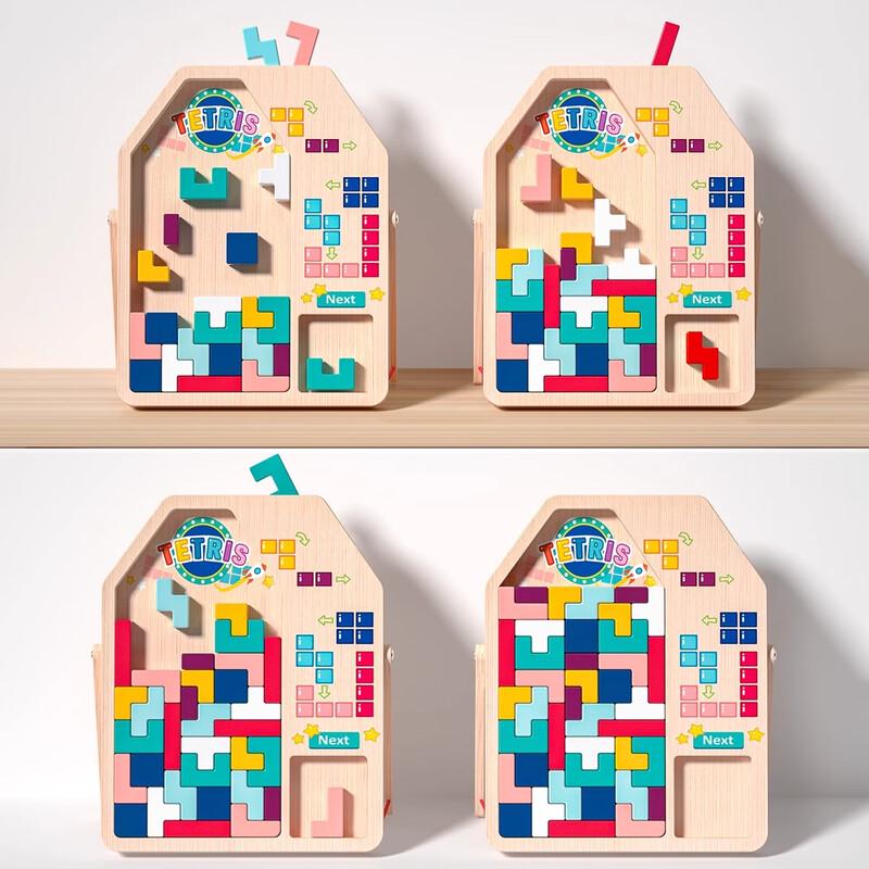 Wooden Tetris Puzzle Blocks