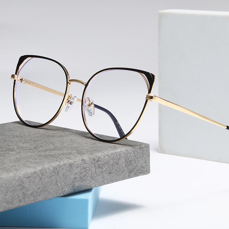 Cat Eye Female Full Rim Glasses Frame for Women Colorful Metal Eyeglasses Eye Computer Spectacle Fashion Brand Designers Eyewear