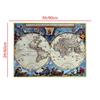 Vintage World Map Canvas Wall Art Retro Double Hemisphere Poster Print for Living Room Office Study Home Decoration Frameless