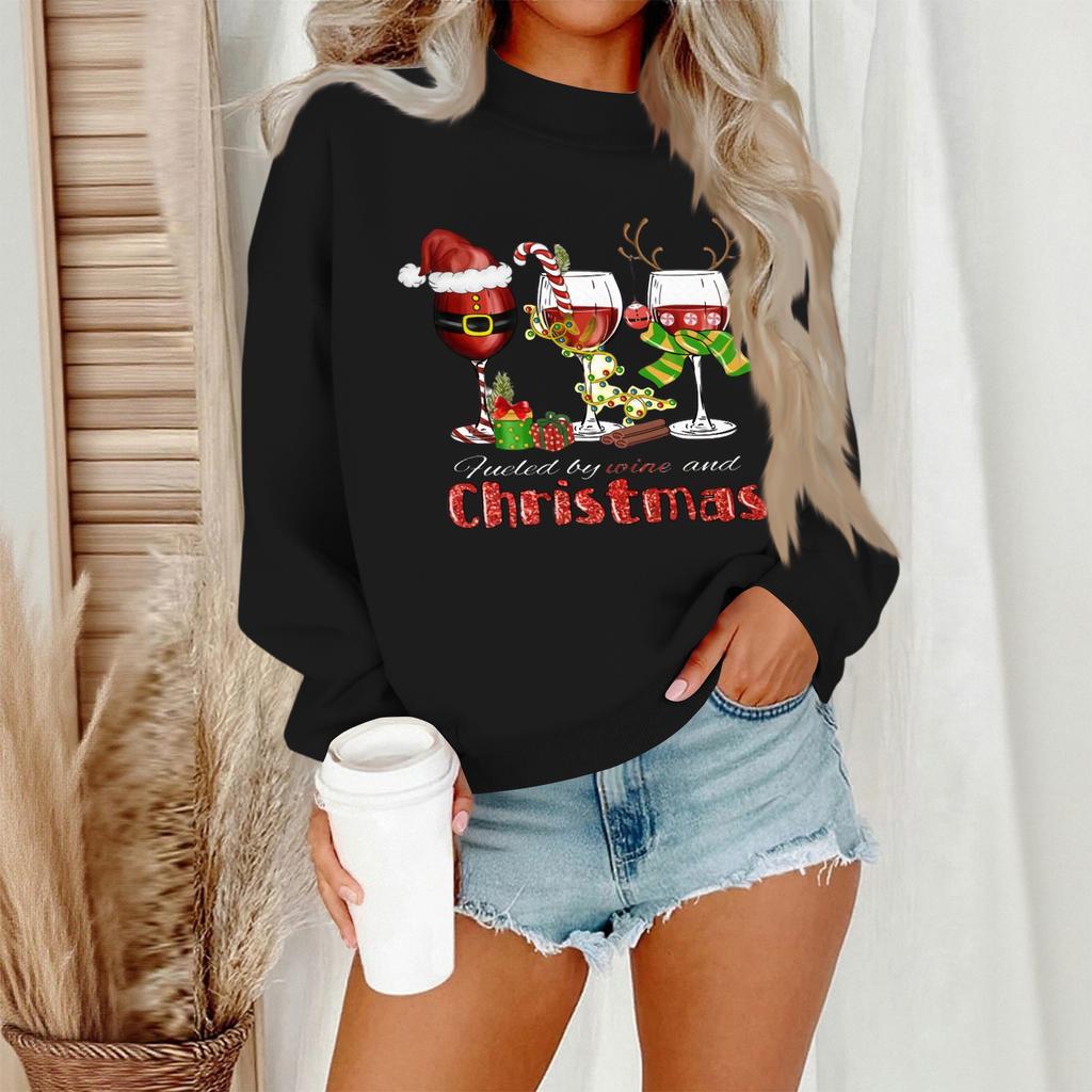 Women's Casual Fashion Round Neck Long Sleeve Christmas Printed Sweatshirt