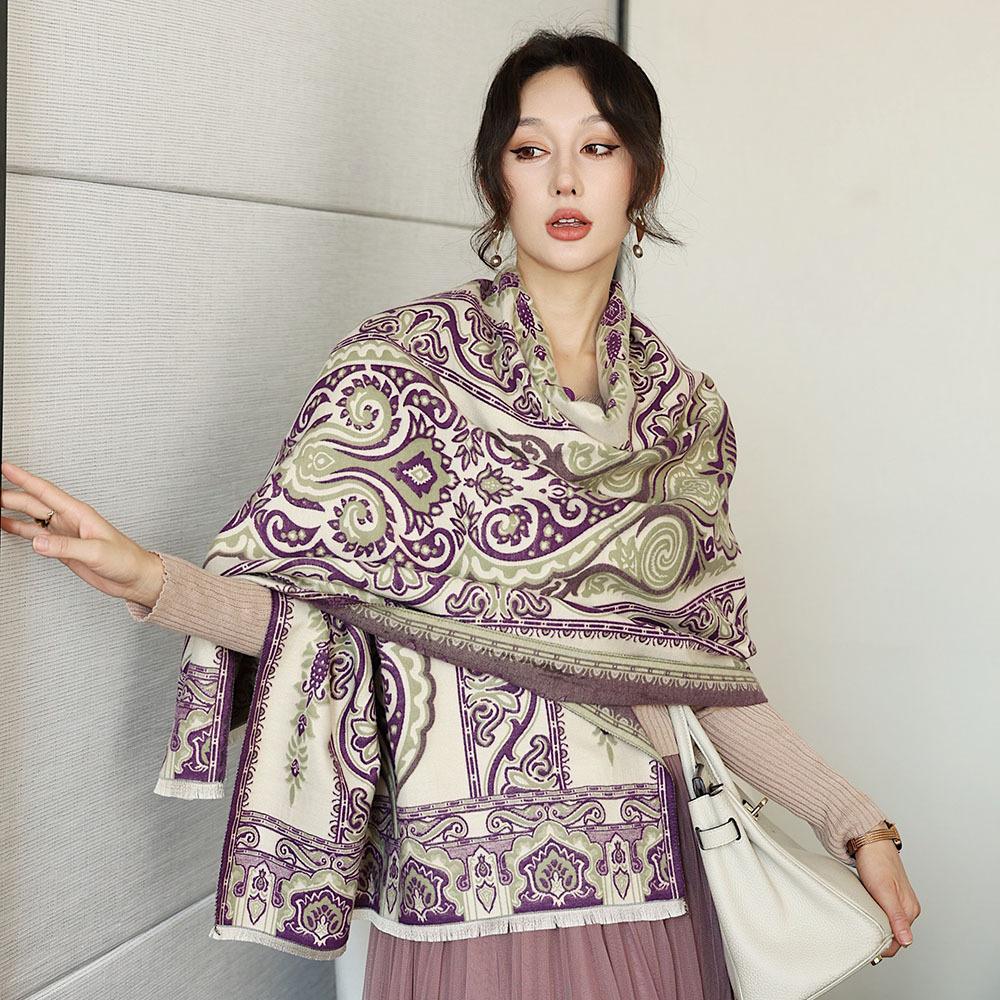 Double Sided Scarf For Women, Autumn And Winter Long Style, Suitable For Both Wearing And Wearing Cloaks, With A Thick Imitation Cashmere Shawl