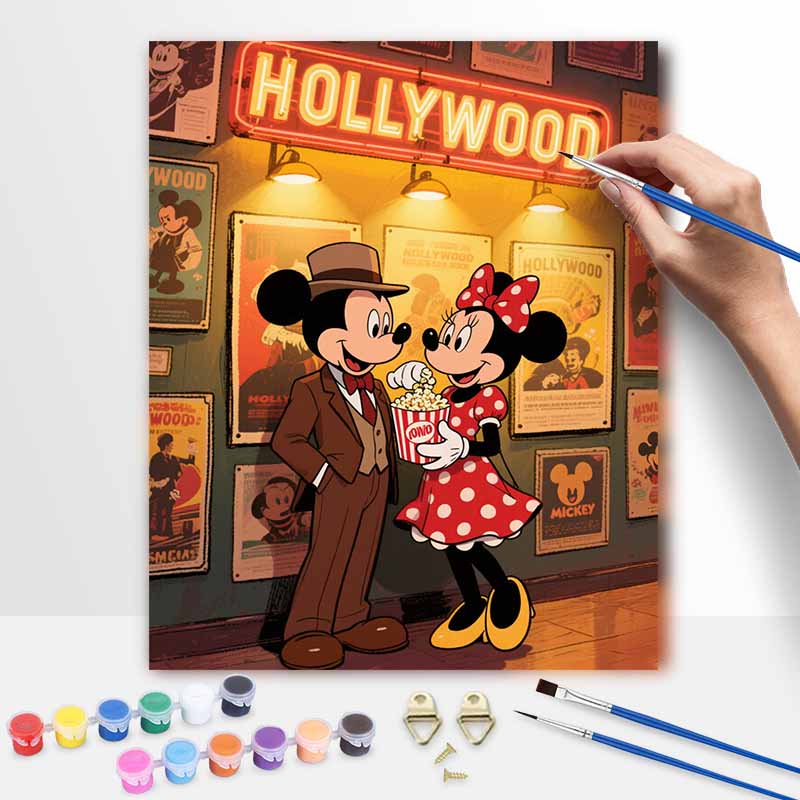 Disney Mickey Mouse and Minnie Mouse Hollywood oil painting digital painting art kit handmade diy gifts home decorations 20x30cm