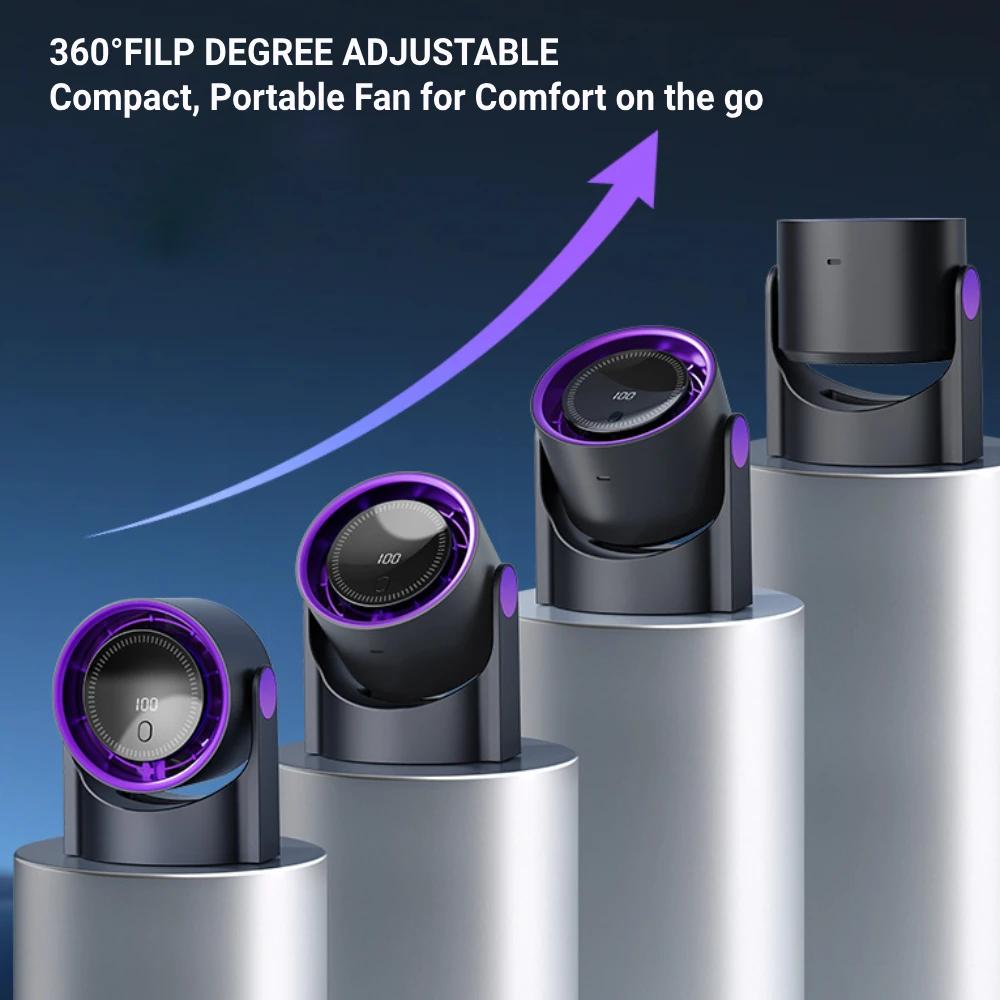 100 Speed Smart Electric Fan Bladeless Fan USB Charging Desktop Silent Wall Mounted Air Conditioner Table Fan For Office Camping