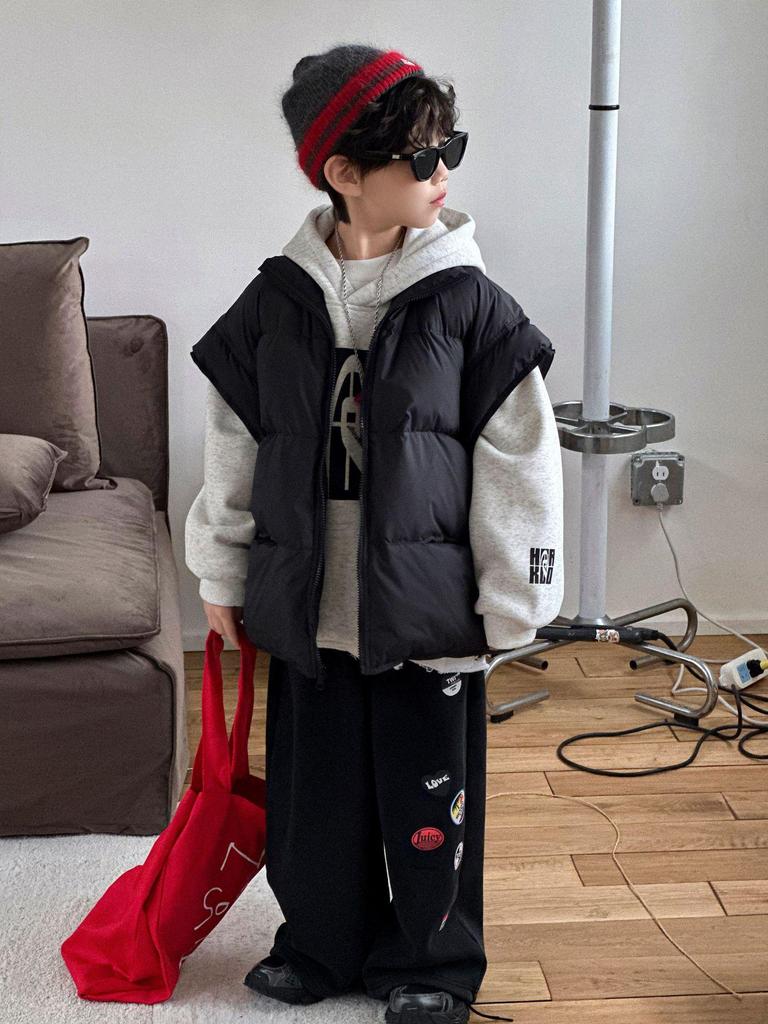 2025 Boys' Autumn/Winter Down Vest - Sleeveless Padded Jacket for Kids - Warm, Loose Outerwear