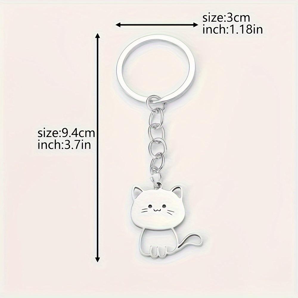 Stainless Steel Japanese-Style Cartoon Cat & Fish Keychain - Cute Couple Pendant
