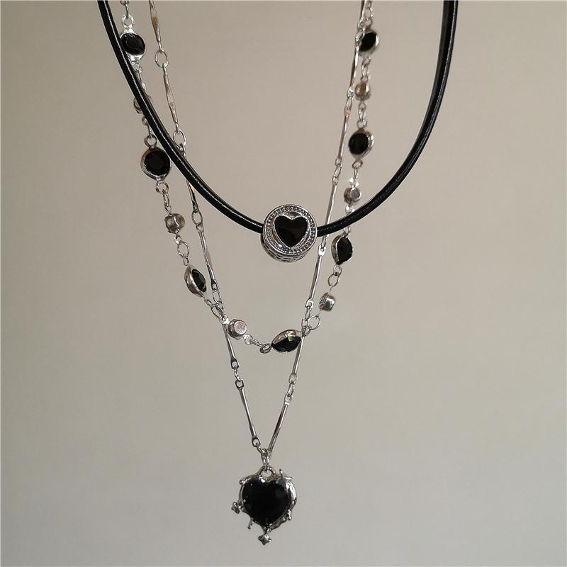 Personalized Punk Star Heart Cross Chain Double Layer Necklace For Men Women Y2K Fashion Trend Rock Party Grunge EMO Accessories