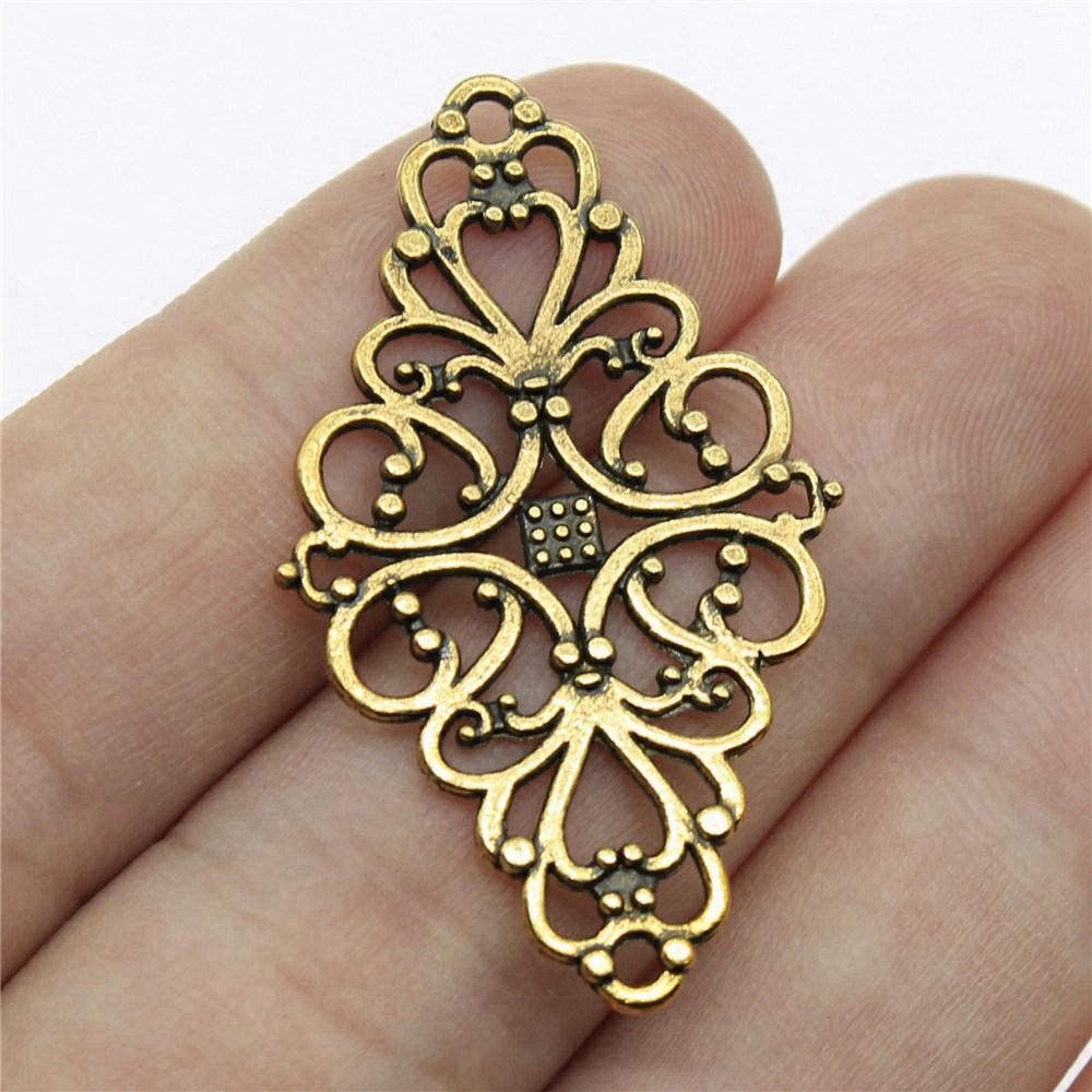 Flower Petal Connectors Botanical Themed Antique Bronze Zinc Alloy Jewelry Making Connect Charms Extender Connectors