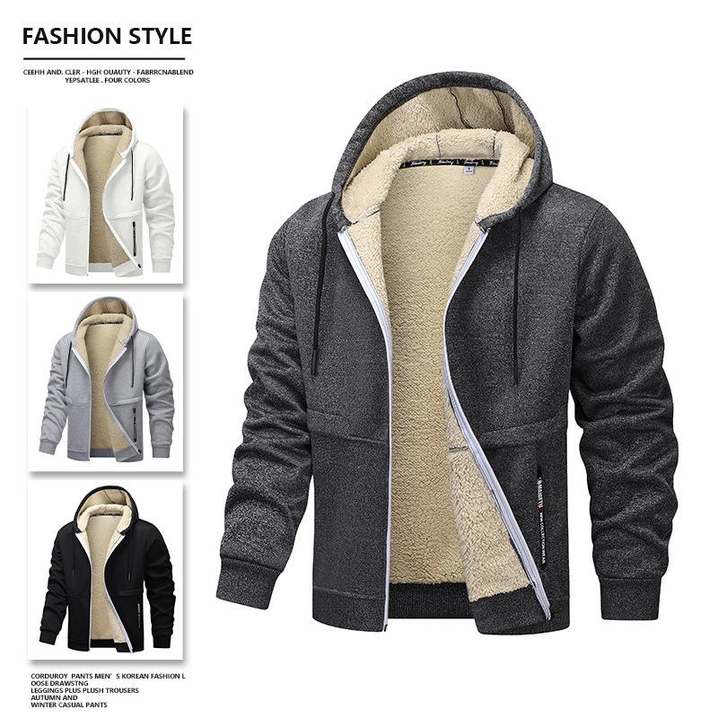 European Men's Thick Lambskin Work Jacket - Cozy Loose Fit for Autumn & Winter