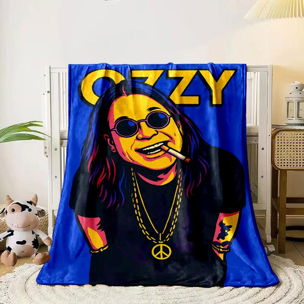 

Bold yellow text, black attire, peace sign necklace, colorful accents. for all seasons blanket lunch break throw gift 80cm x 120cm
